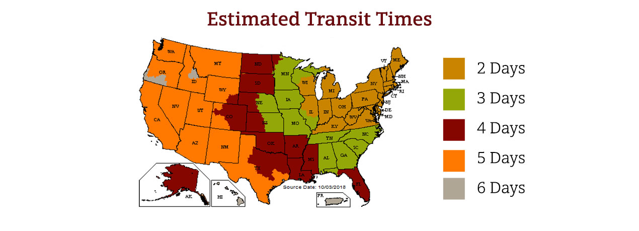 Holiday Estimated Transit Times